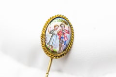 Antique Miniature Hand Painting Stick Pin