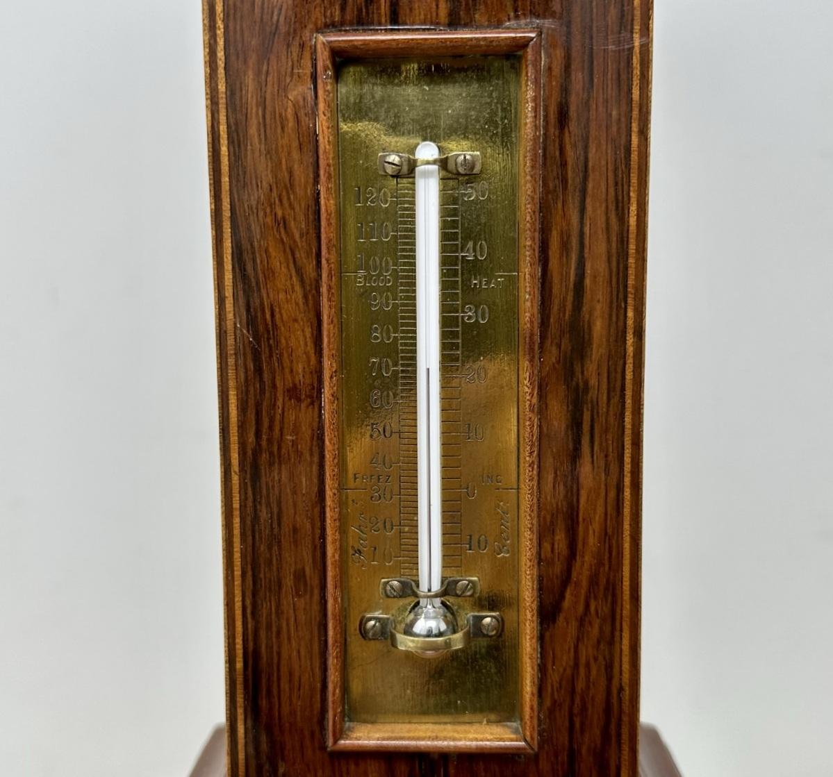19th Century Antique Miniature Mahogany Boxwood Longcase Clock Thermometer Barometer 19th Ct