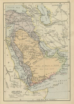 Antique Miniature Map of Arabia, Johnston 1909, Middle East Ottoman Peninsula