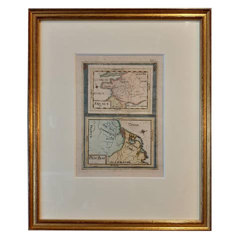 Antique Miniature Map of France and the Low Countries by Mallet, circa 1719