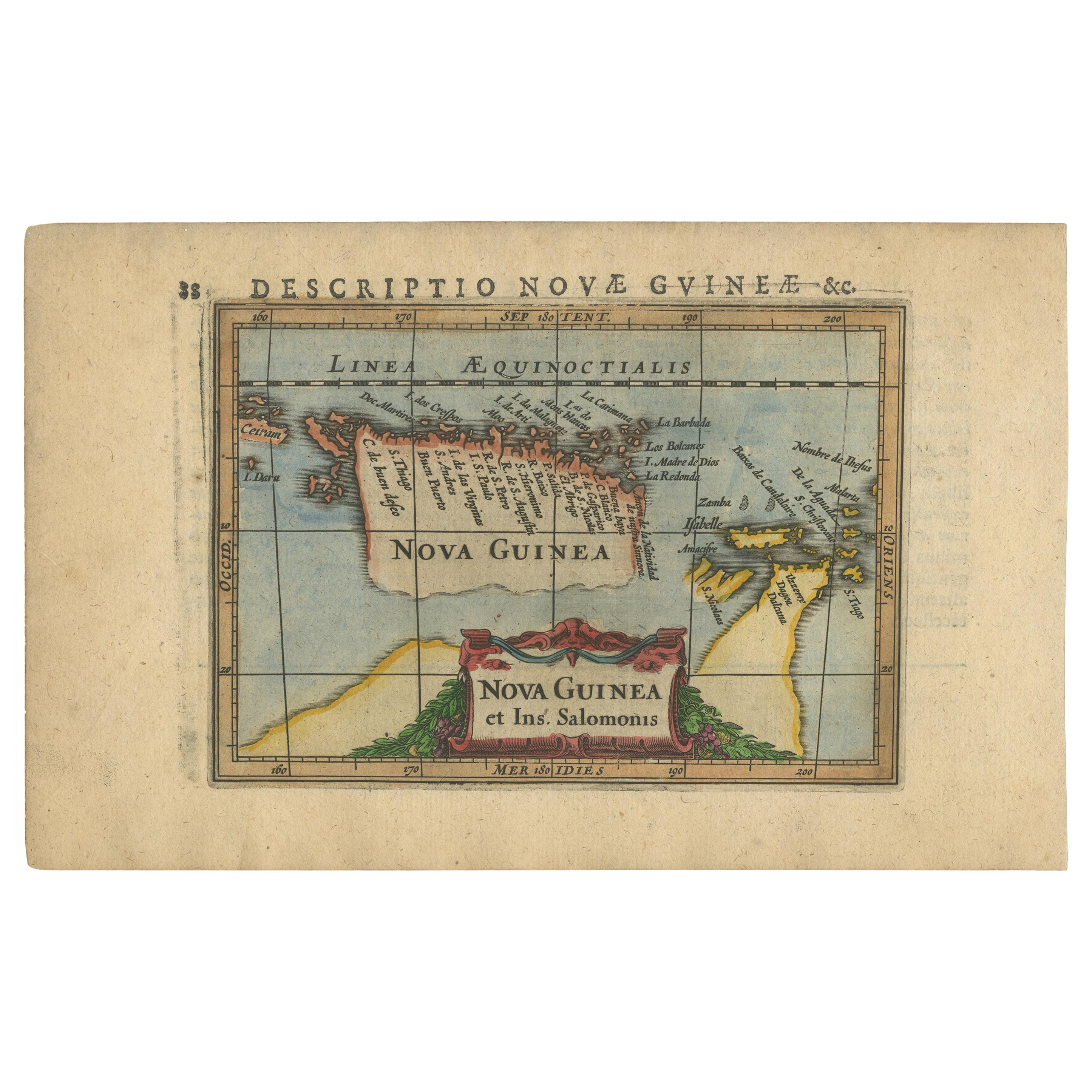 Antique Miniature Map of New Guinea by Bertius, '1618'