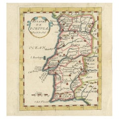 Antique Miniature Map of Portugal by Pierre Du Val, Paris - Hand-Colored ca.1680 Antique Miniature Map of Portugal by Pierre Du Val, Paris - Hand-Colored ca.1680