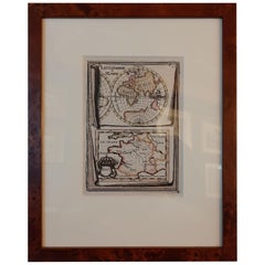 Antique Miniature Map of the Old World and France by Mallet, circa 1683