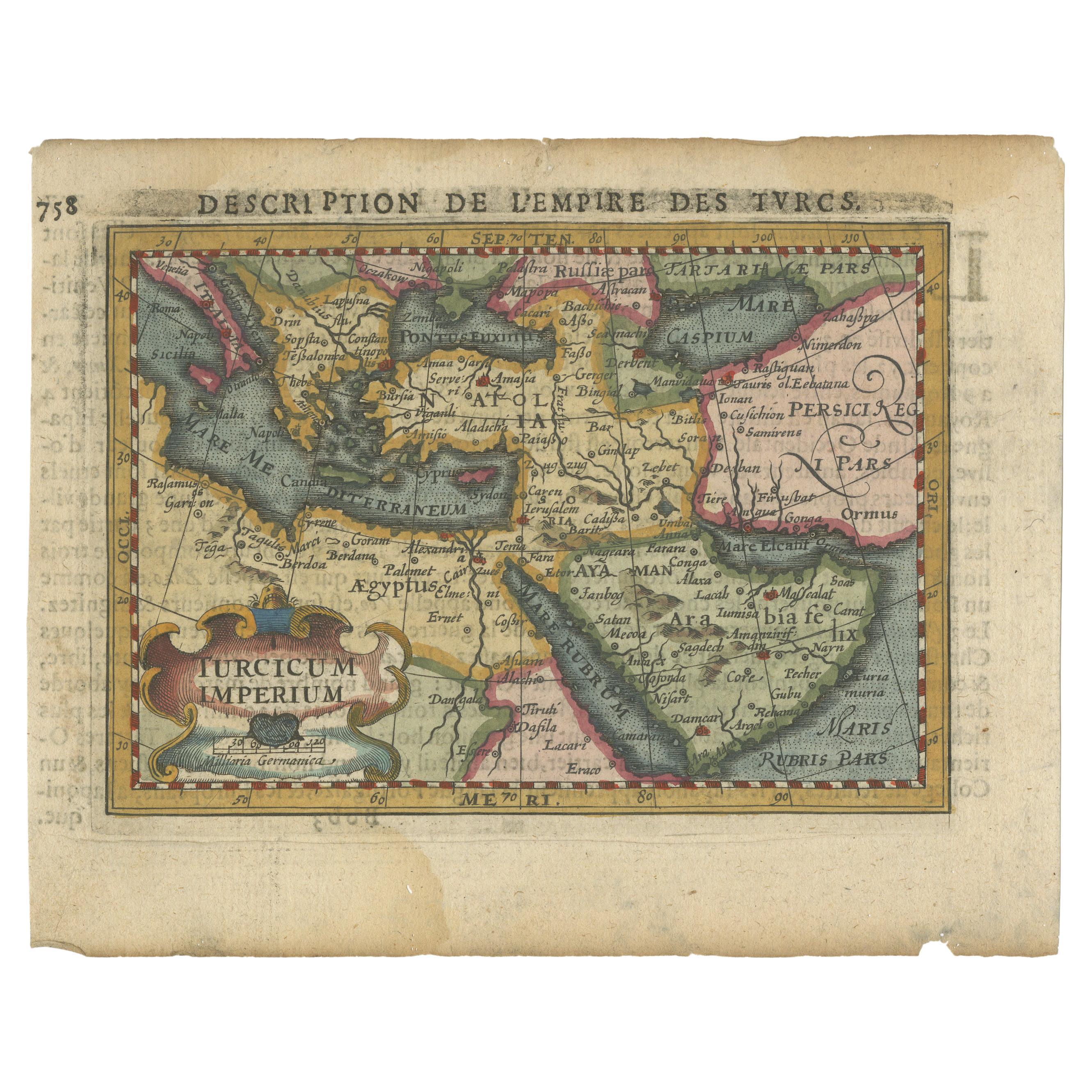Antique Miniature Map of the Ottoman Empire by Bertius, 1618
