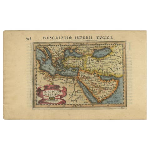 Rare 1618 Antique Miniature Map of the Turkish Empire by P. Bertius