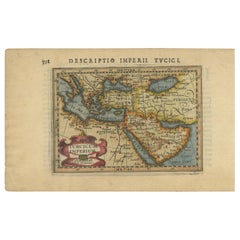 Carta geografica antica in miniatura dell'Impero Turco di Bertius del 1618
