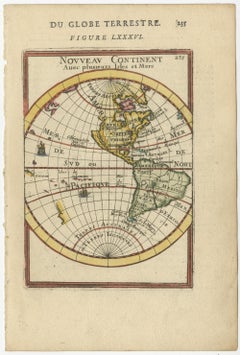 Antique Miniature Map of the Western Hemisphere, California as an Island, c.1683