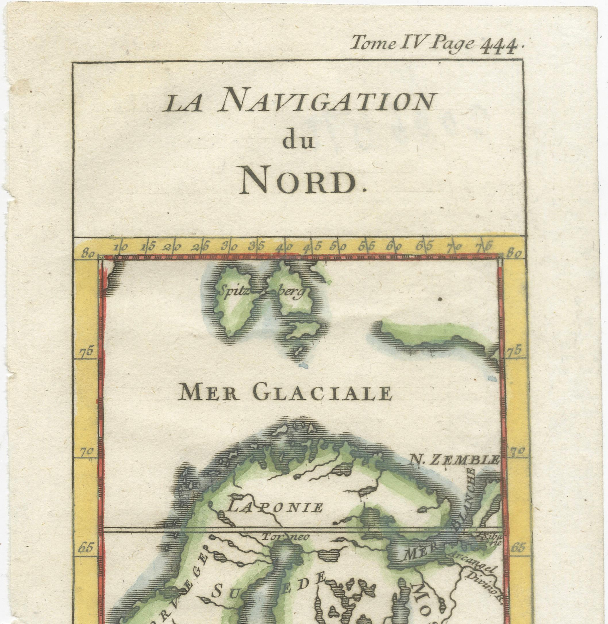 Antique Miniature Map Scandinavia & Baltic Sea, La Navigation du Nord, c.1732