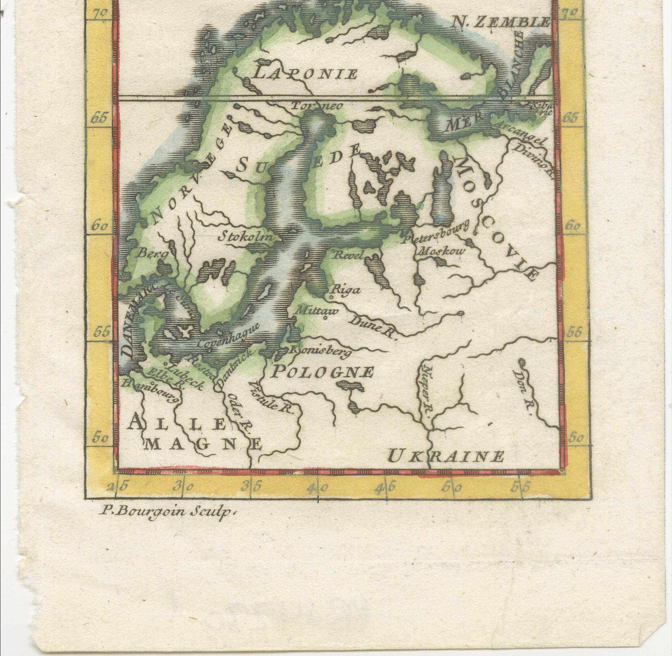 Antique Miniature Map Scandinavia & Baltic Sea, La Navigation du Nord, c.1732