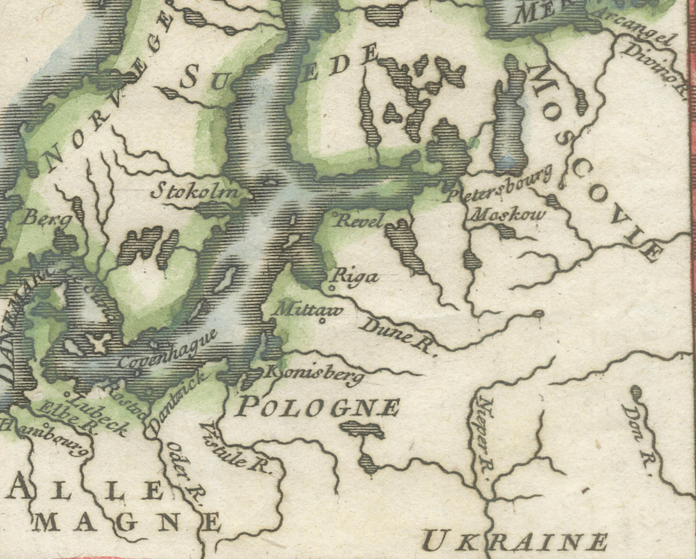 Antique Miniature Map Scandinavia & Baltic Sea, La Navigation du Nord, c.1732