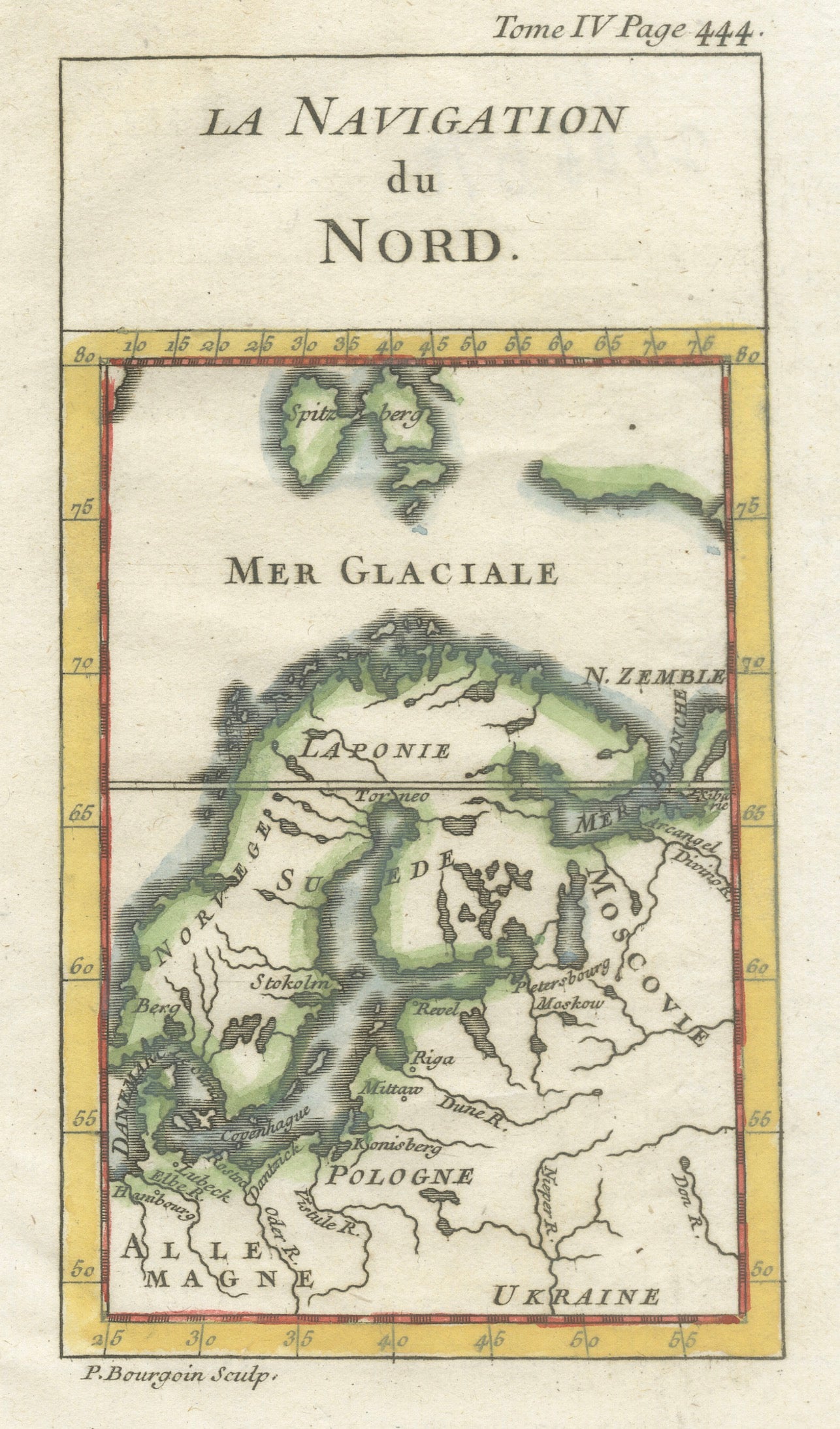 Antique Miniature Map Scandinavia & Baltic Sea, La Navigation du Nord, c.1732