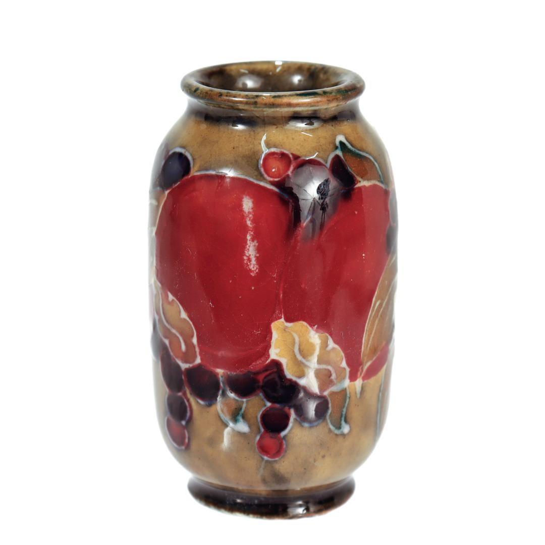 Antique Miniature Moorcroft Pottery Pomegranate Vase with Mottled Yellow Ground For Sale 2