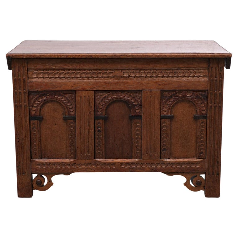 Antique Miniature Oak Blanket Chest 19 Century Dutch For Sale at 1stDibs