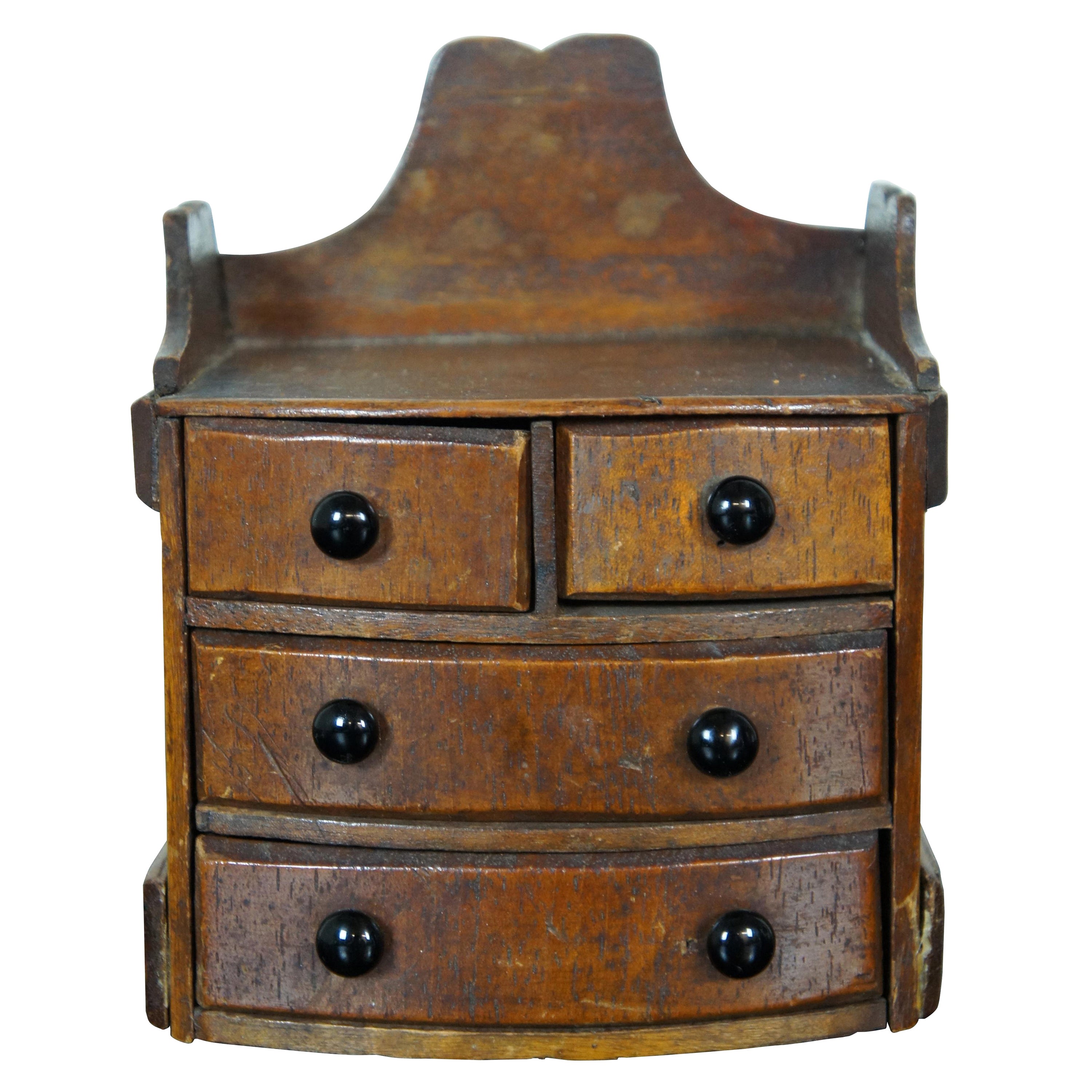 Antique Miniature Oak Salesman Sample Gallery Dresser Dollhouse Chest