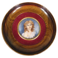 Antique Miniature Painting: Portrait of a Young Woman with Bare Shoulder - 1Y102