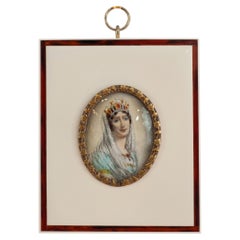 Antique Miniature Portrait of Empress Joséphine