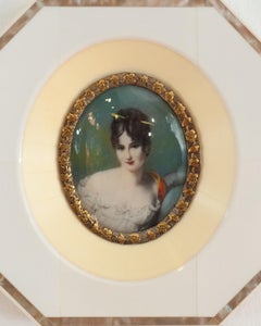 Antique Miniature Portrait of Juliette Récamier