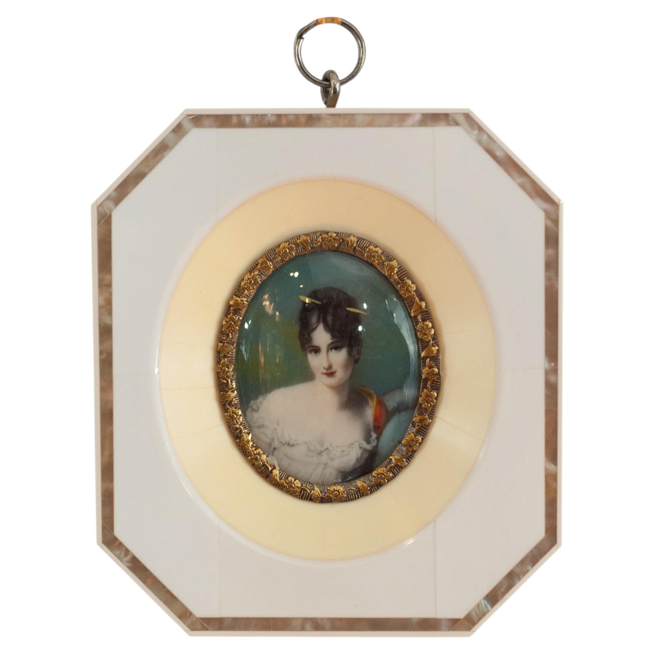 Antique Miniature Portrait of Juliette Récamier