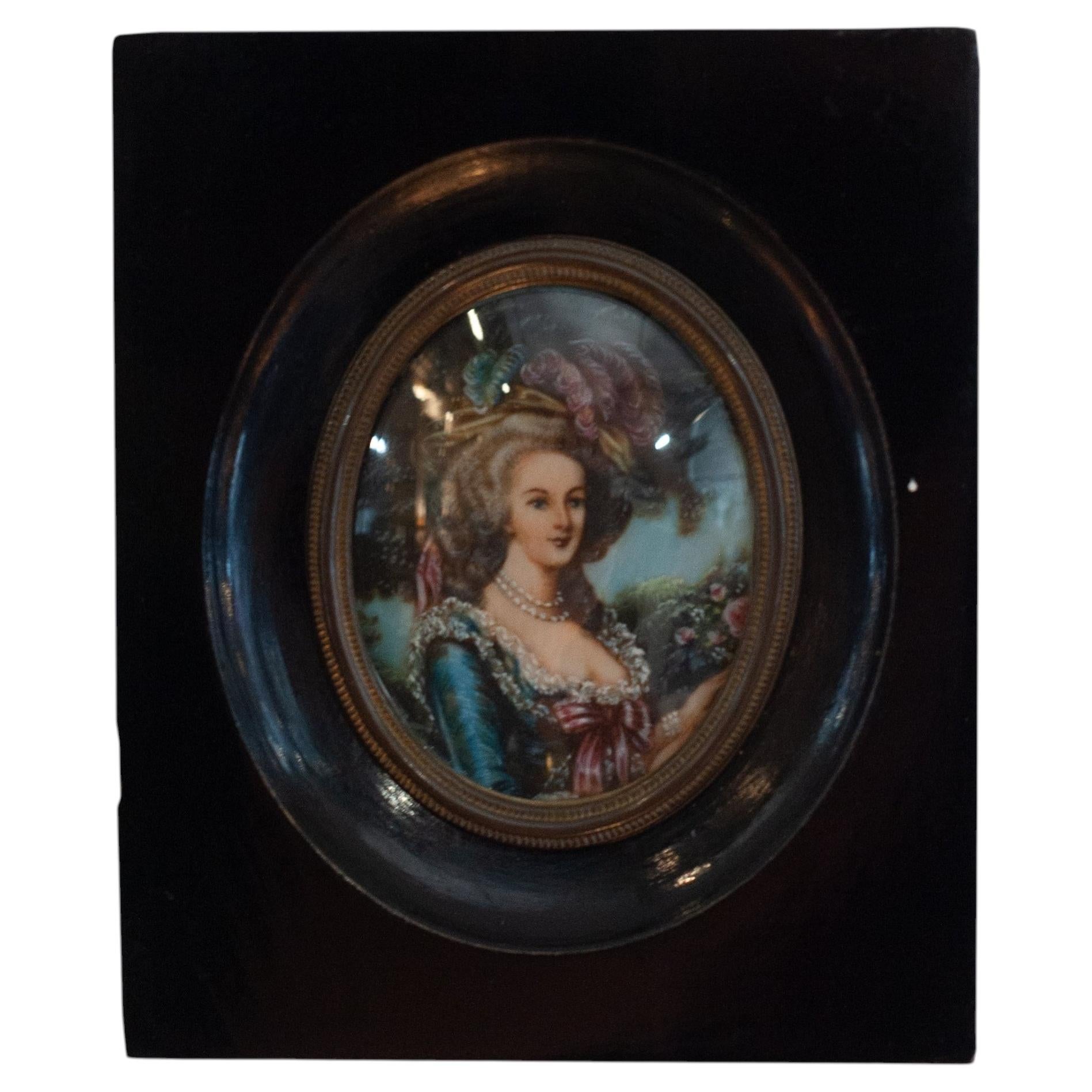 Antique Miniature Portrait of Marie Antoinette For Sale