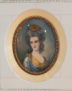 Antique Miniature Portrait of Noblewoman