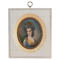 Antique Miniature Portrait of Noblewoman