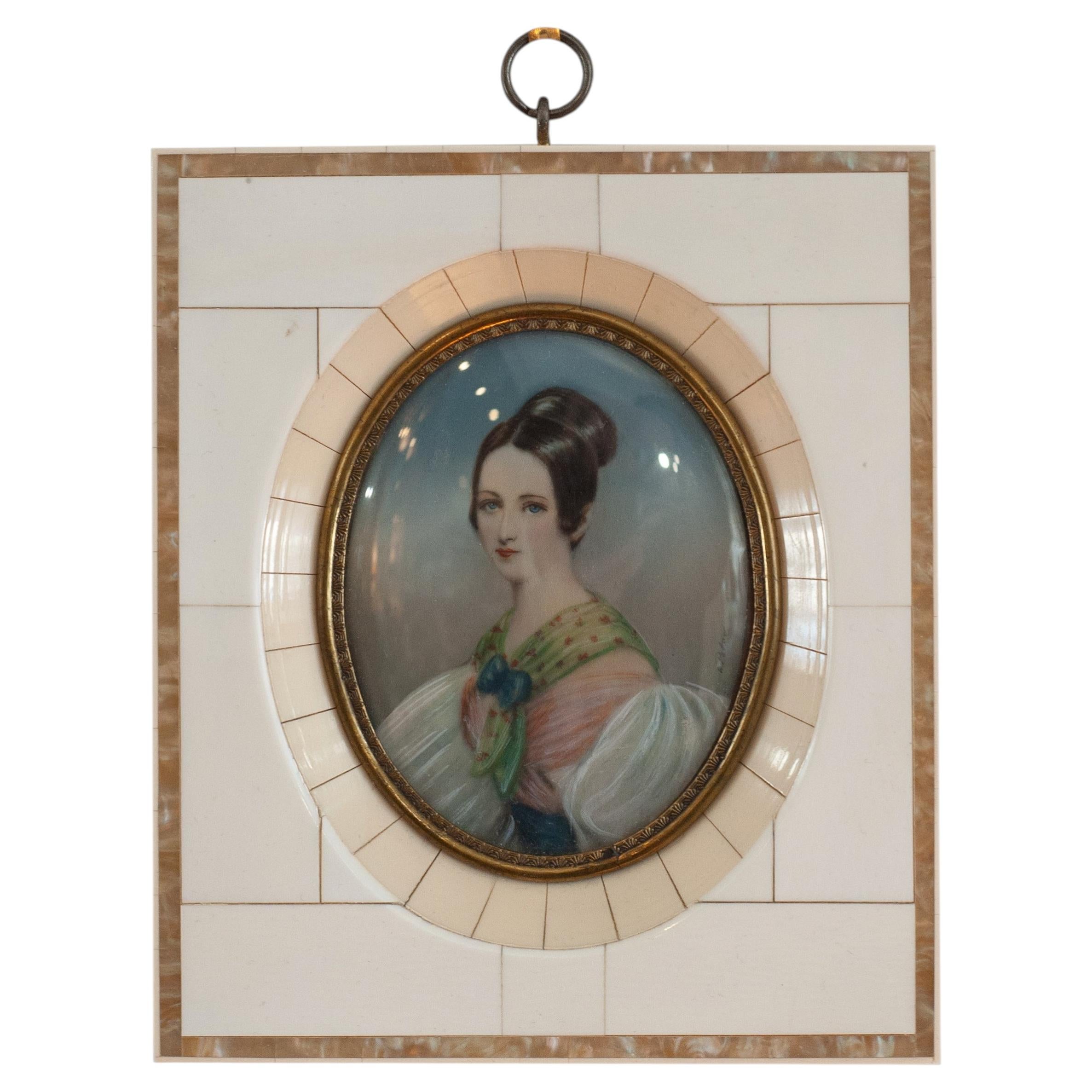 Antique Miniature Portrait of the Princess of Liechtenstein For Sale