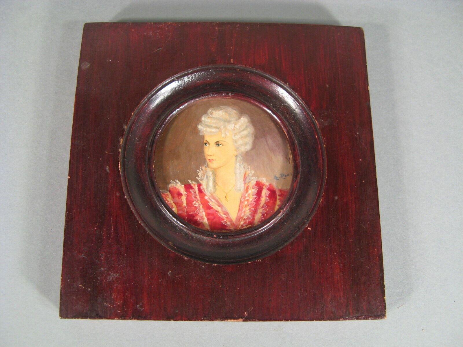 Stile impero Antico ritratto in miniatura di donna aristocratica di A. Roule - 1Y116