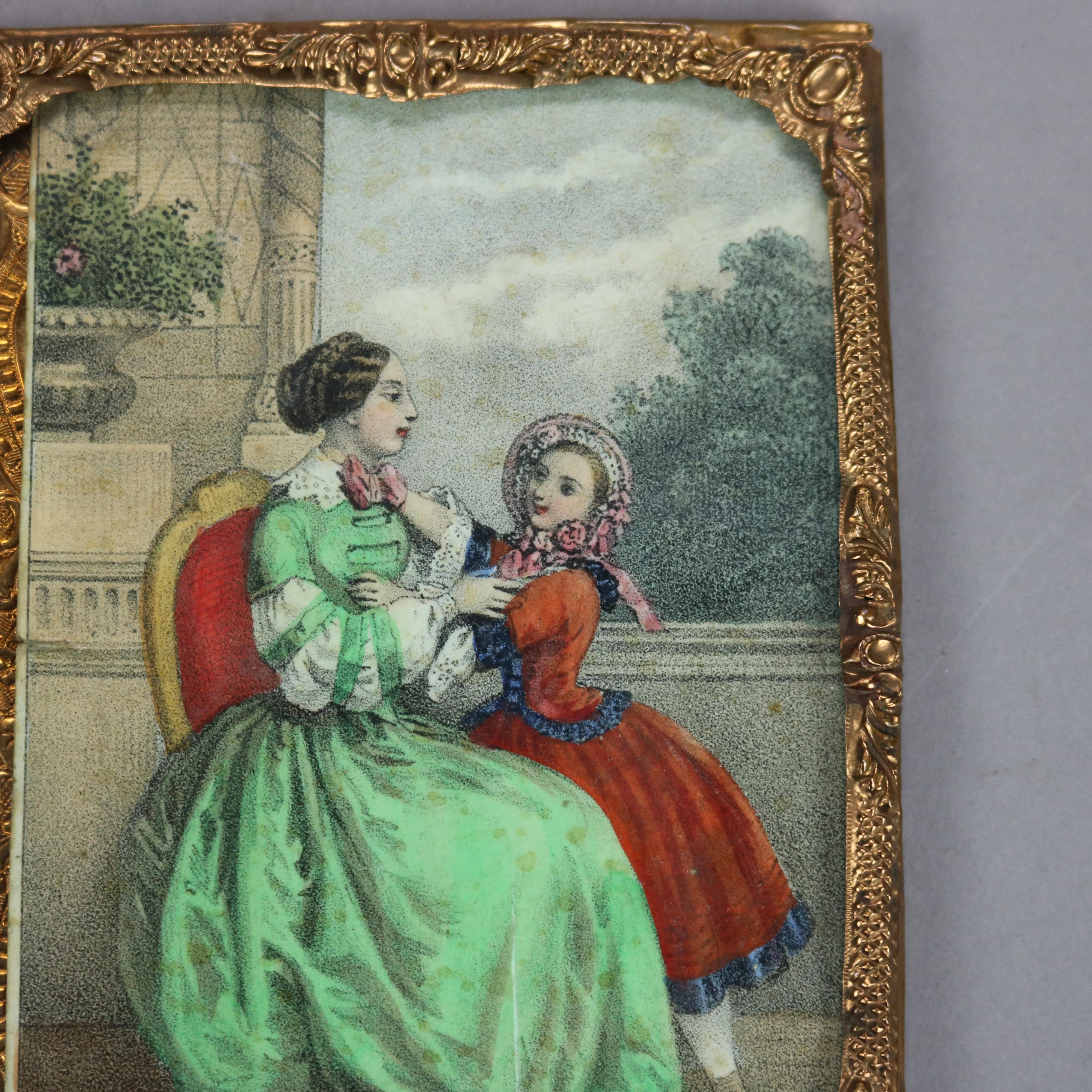 Miniature ancienne de femme & Child, encadrée, 19e siècle

Dimensions - 4,5 