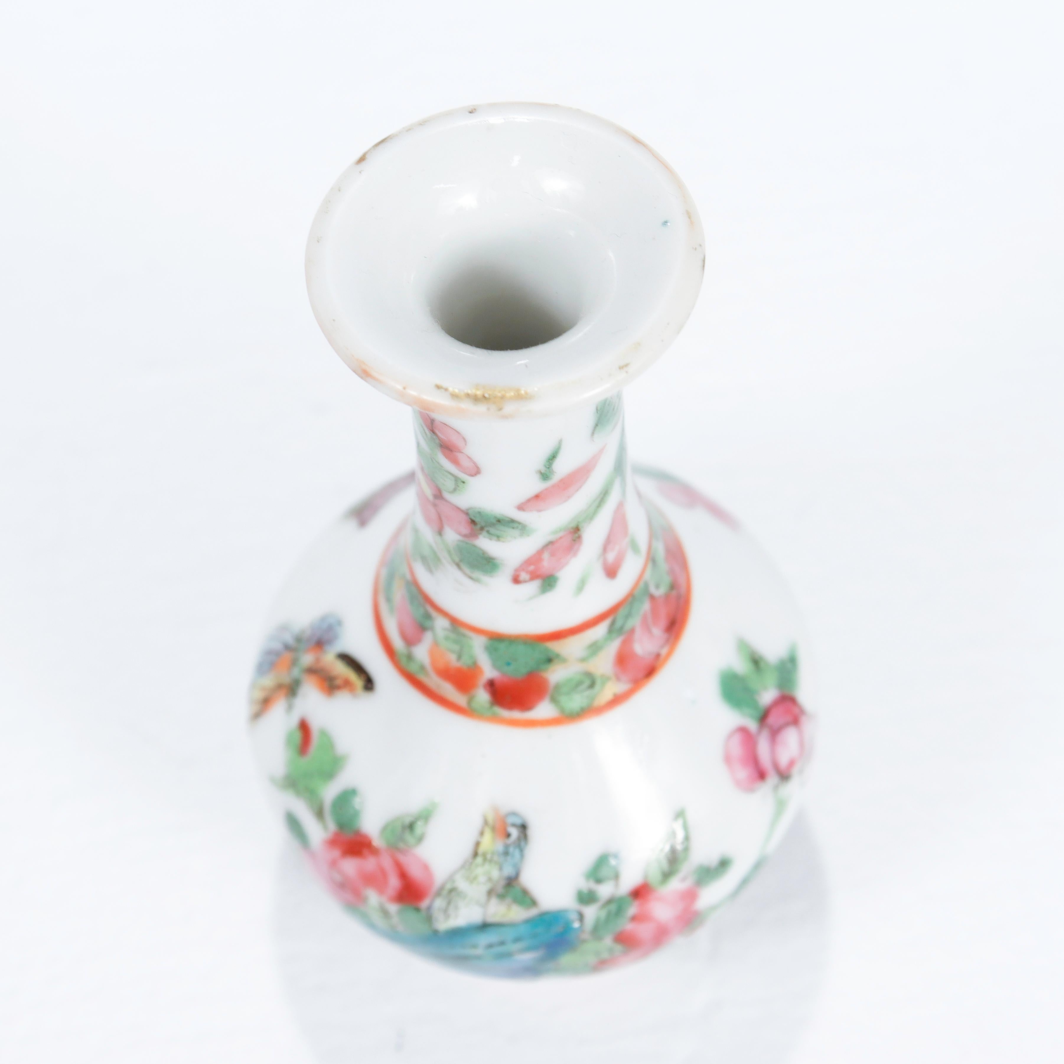 19th Century Antique Miniature Rose Mandarin Chinese Porcelain Vase