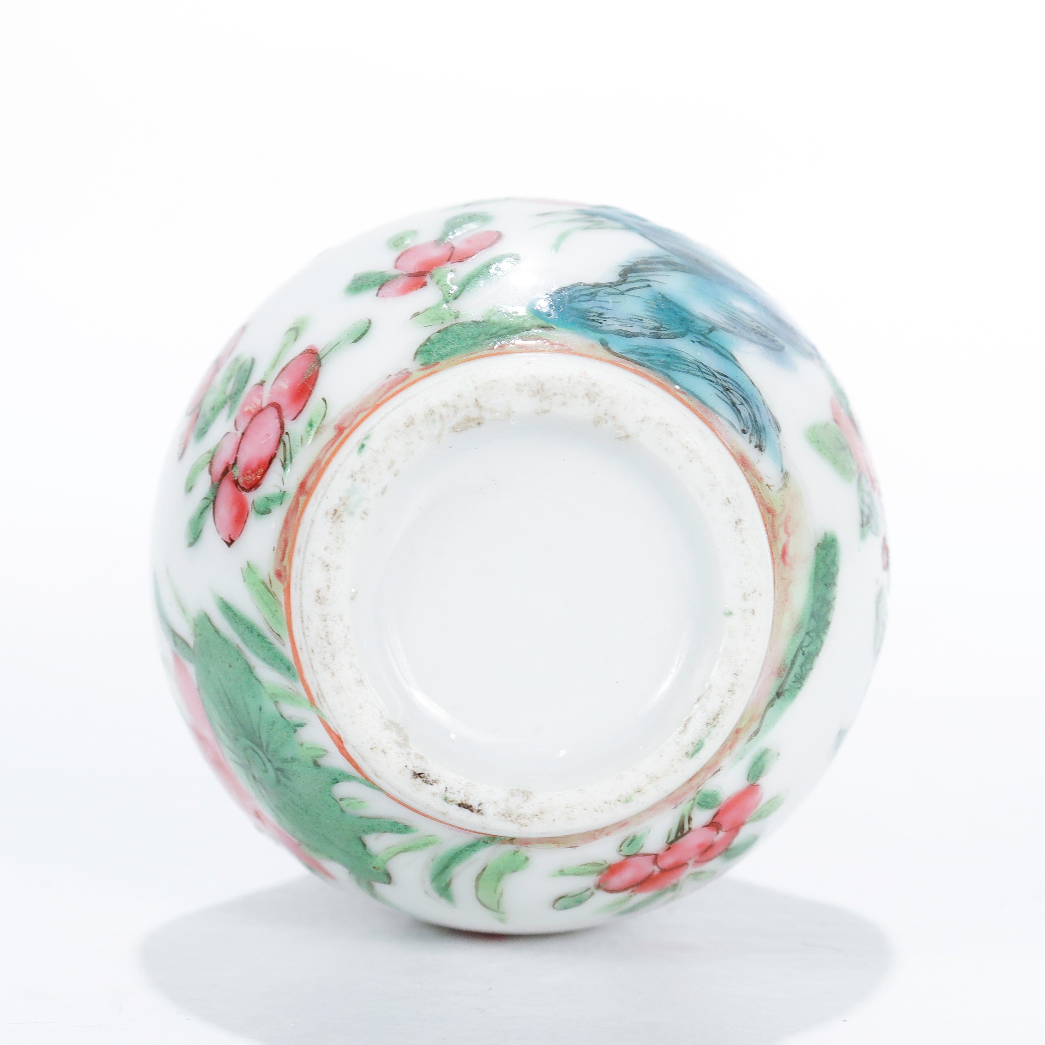 Antique Miniature Rose Mandarin Chinese Porcelain Vase 1