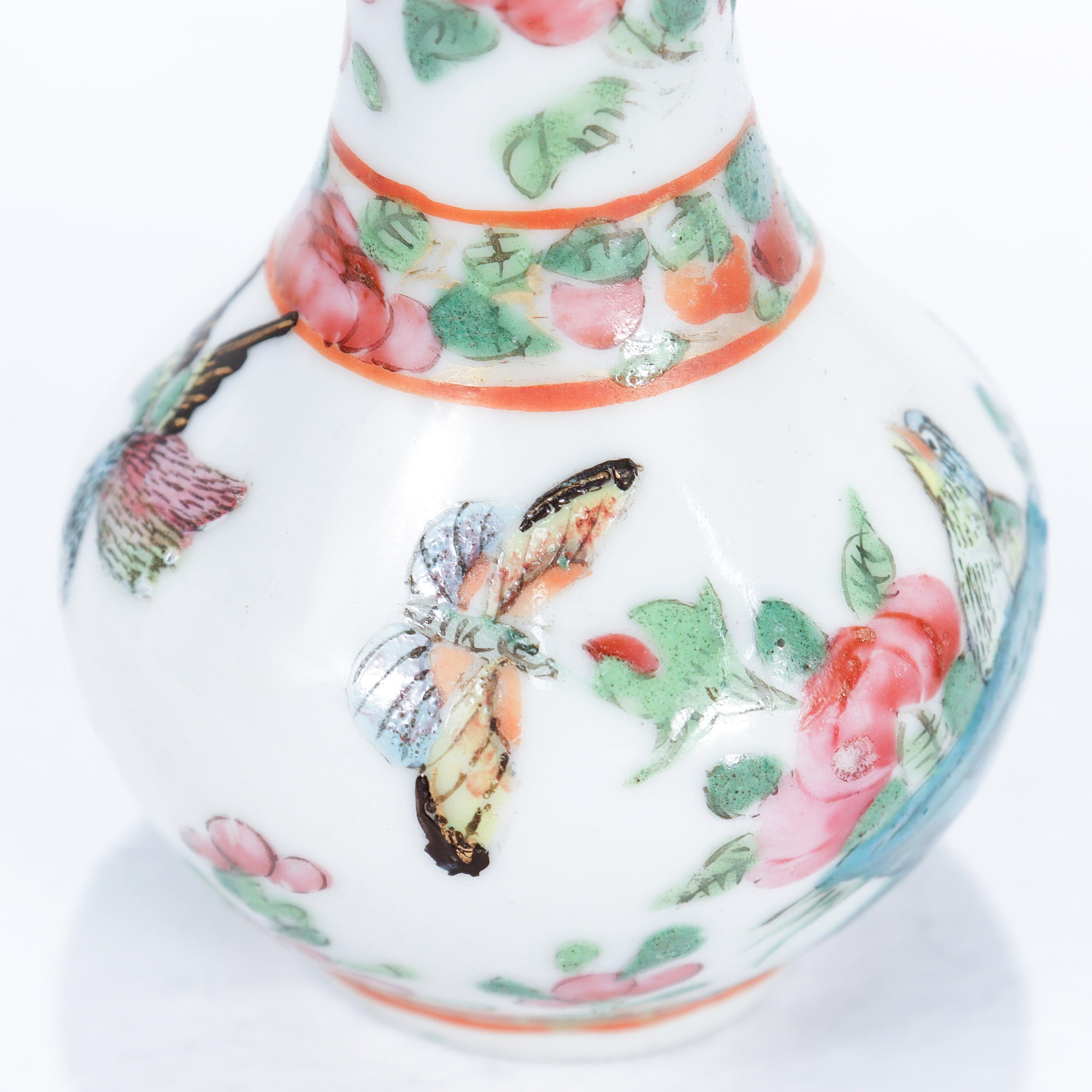 Antique Miniature Rose Mandarin Chinese Porcelain Vase 4