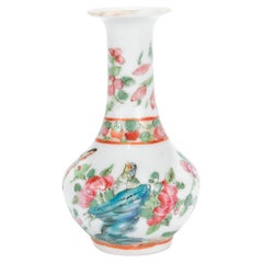 Antique Miniature Rose Mandarin Chinese Porcelain Vase
