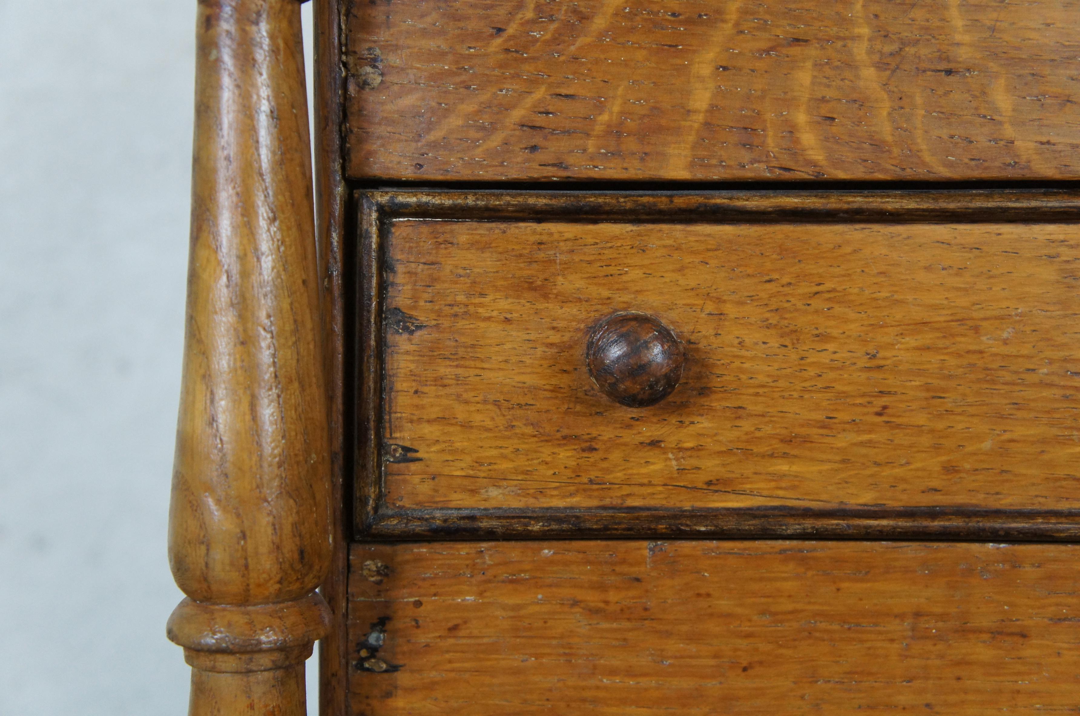 Antique Miniature Salesman Sample American Empire Oak Tallboy Dresser Chest 4