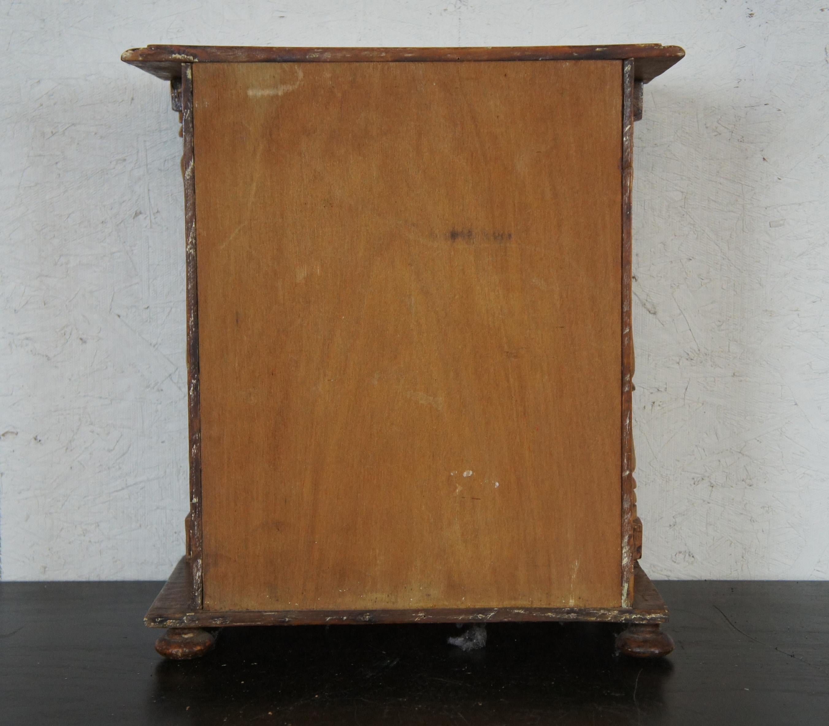 Antique Miniature Salesman Sample American Empire Oak Tallboy Dresser Chest In Good Condition In Dayton, OH
