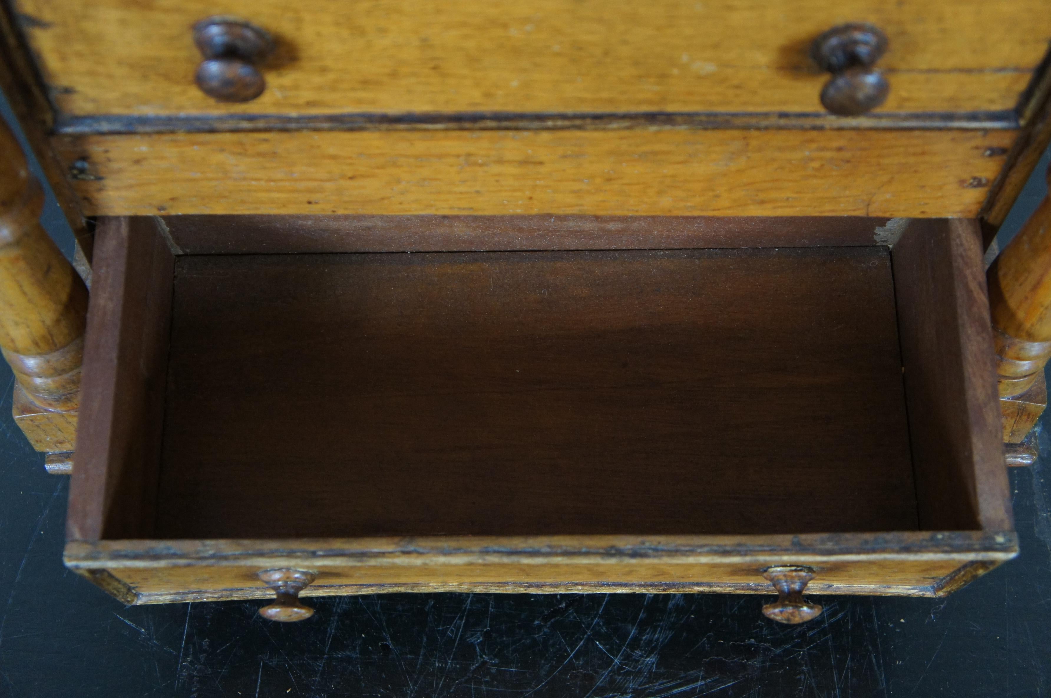 Antique Miniature Salesman Sample American Empire Oak Tallboy Dresser Chest 3