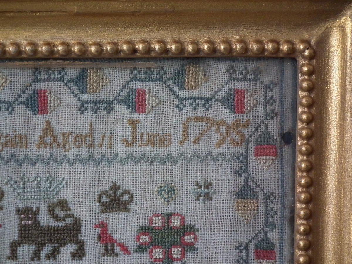 English Antique Miniature Sampler, 1795 by Mary Milligain