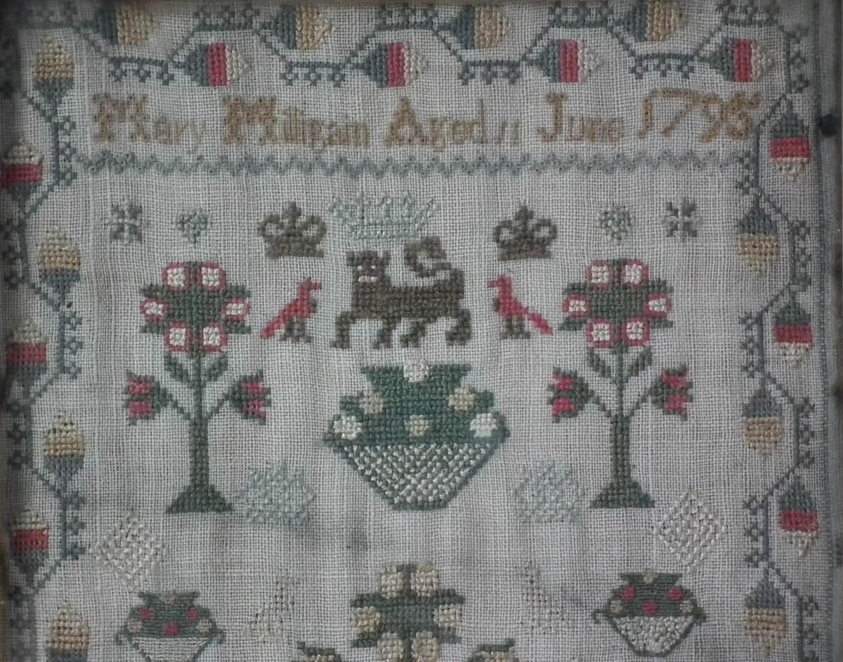 Antique Miniature Sampler, 1795 by Mary Milligain 1