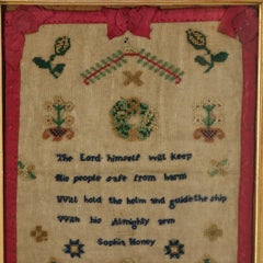 Antique Miniature Sampler, circa 1800, by Sophia Honey