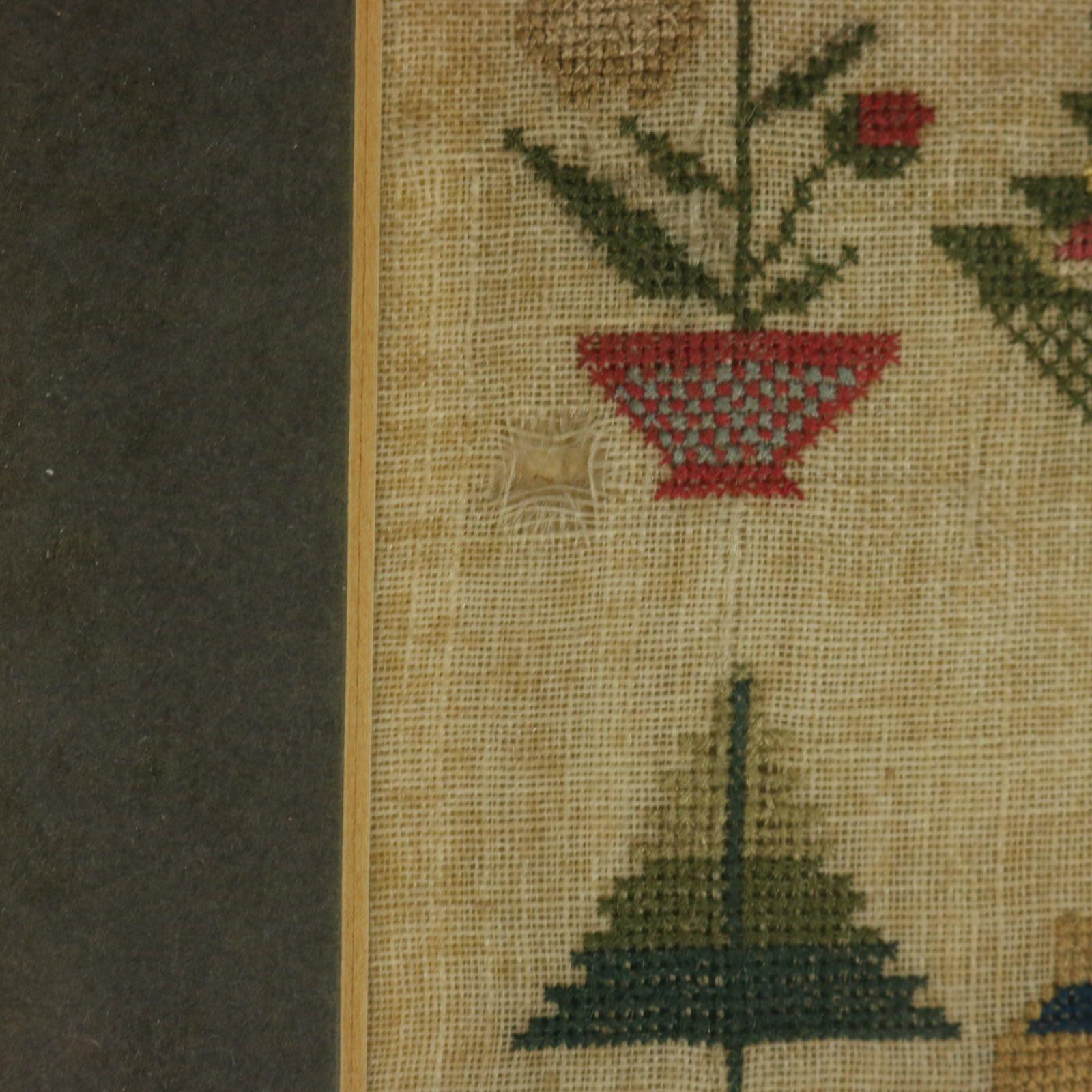 Antique Miniature Sampler with House For Sale 1