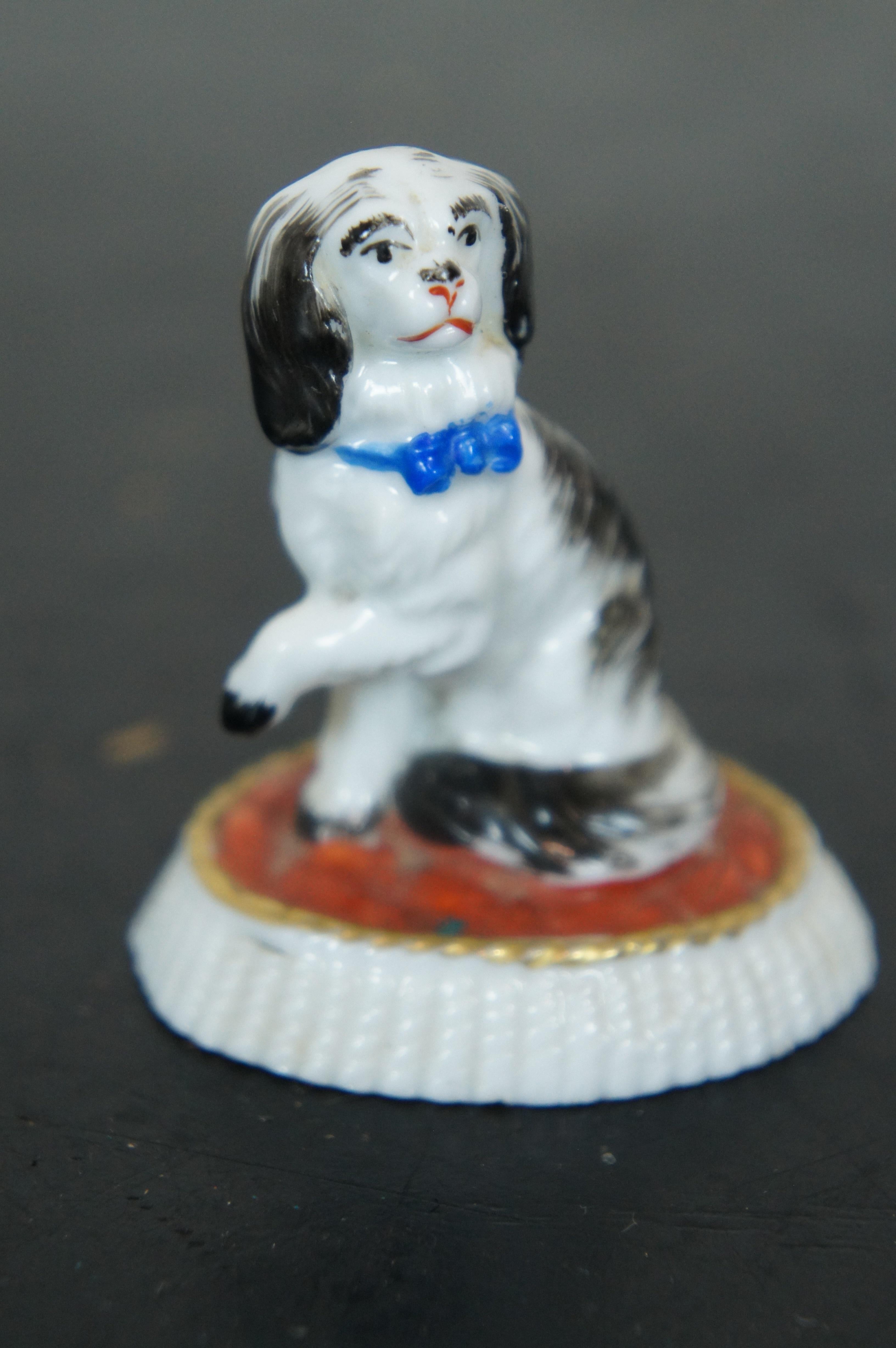 Antique Miniature Staffordshire Porcelain Figurine Spaniel on Cushion Dog 5