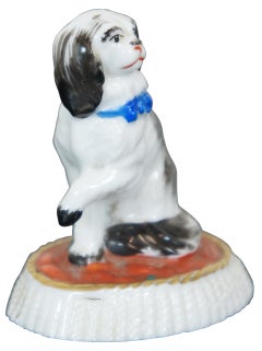Antique Miniature Staffordshire Porcelain Figurine Spaniel on Cushion Dog