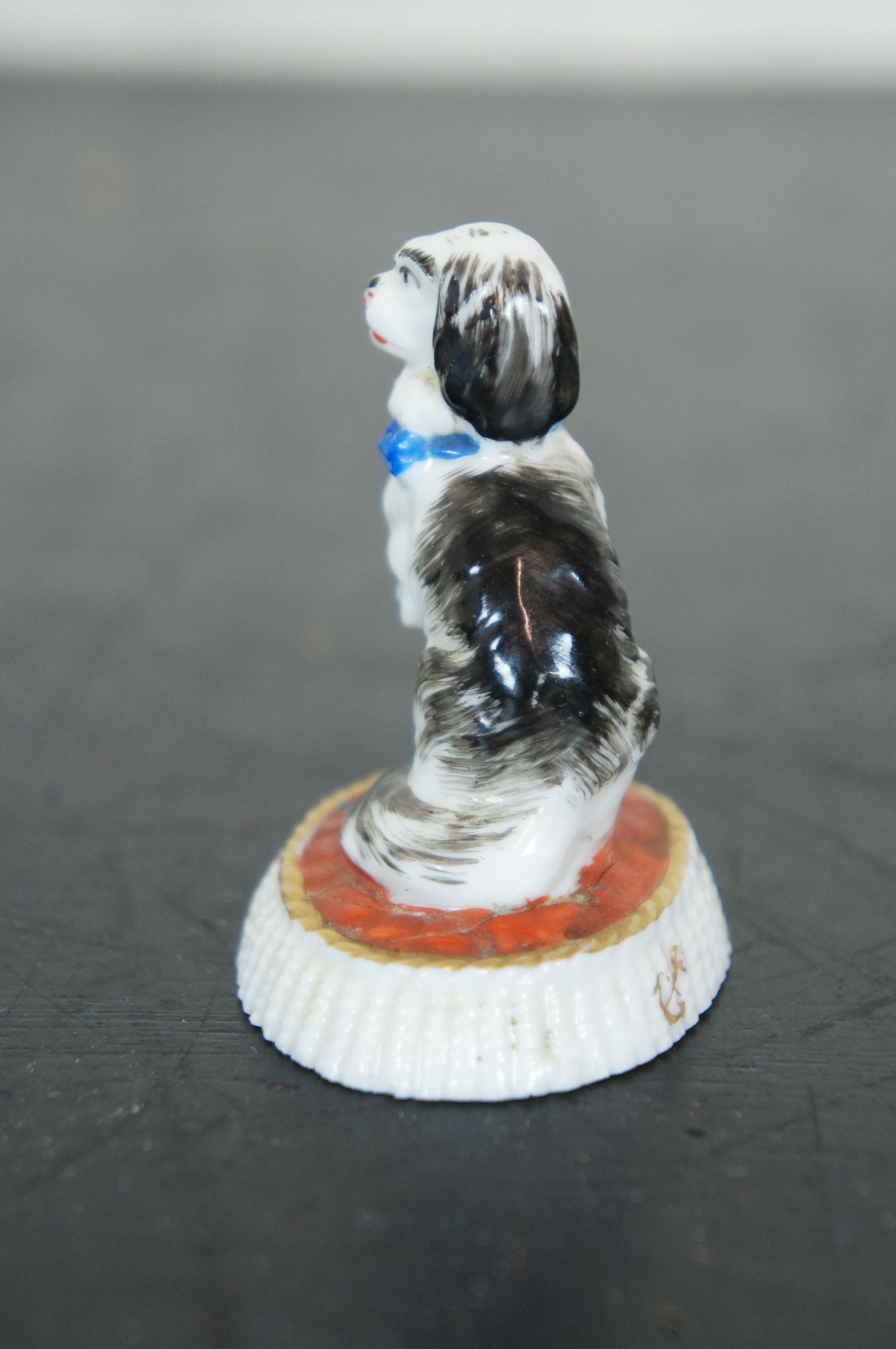 Antique Miniature Staffordshire Porcelain Figurine Spaniel on Cushion Dog 1