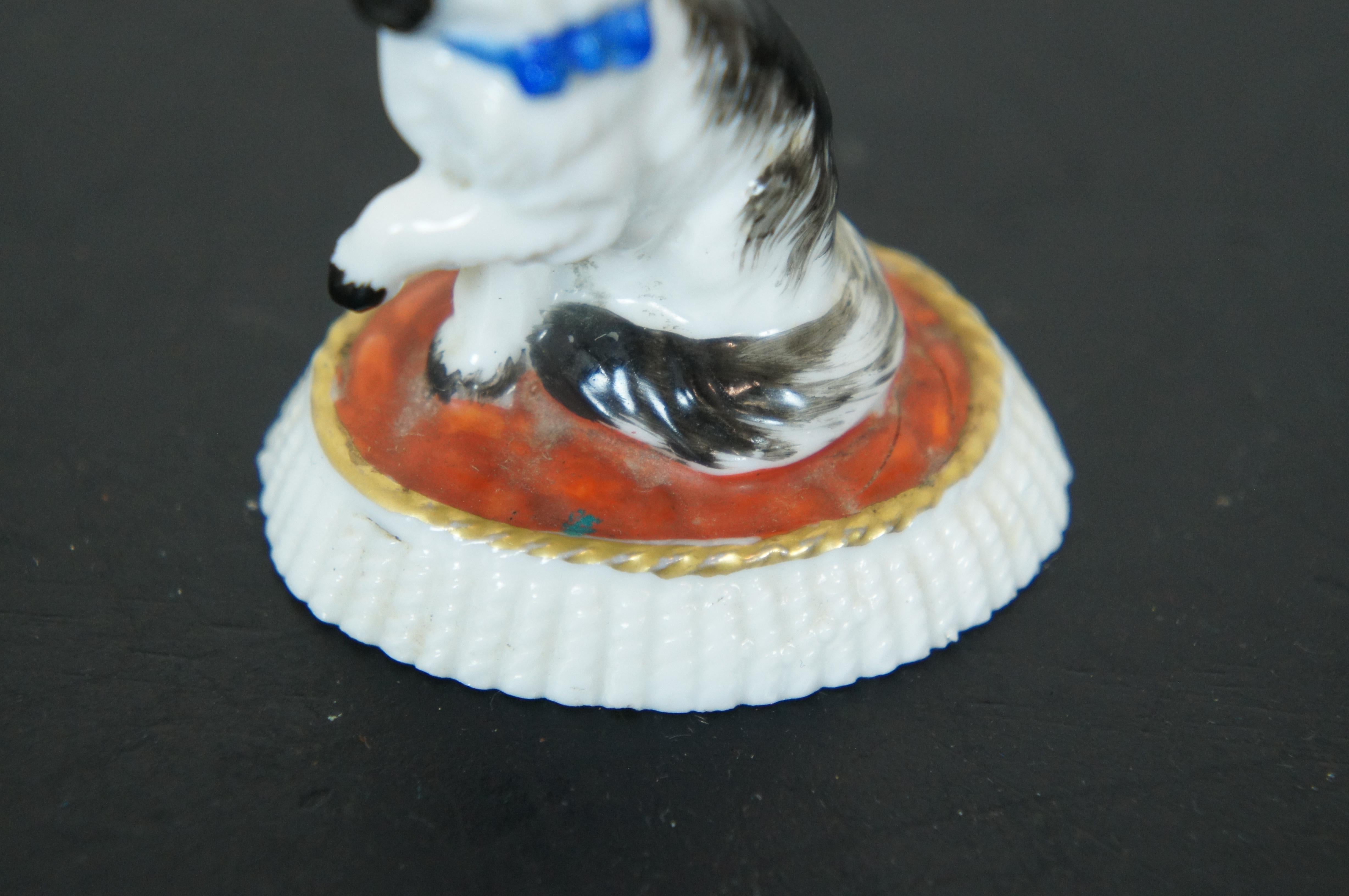 Antique Miniature Staffordshire Porcelain Figurine Spaniel on Cushion Dog 4