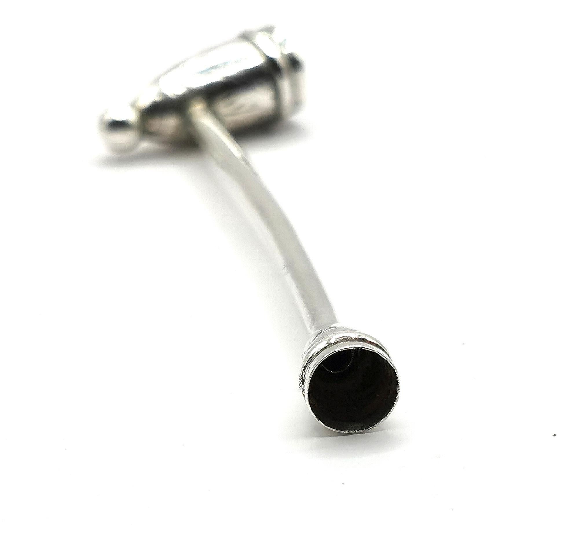 20th Century Antique Miniature Sterling Silver Pipe, Churchwarden Style For Sale