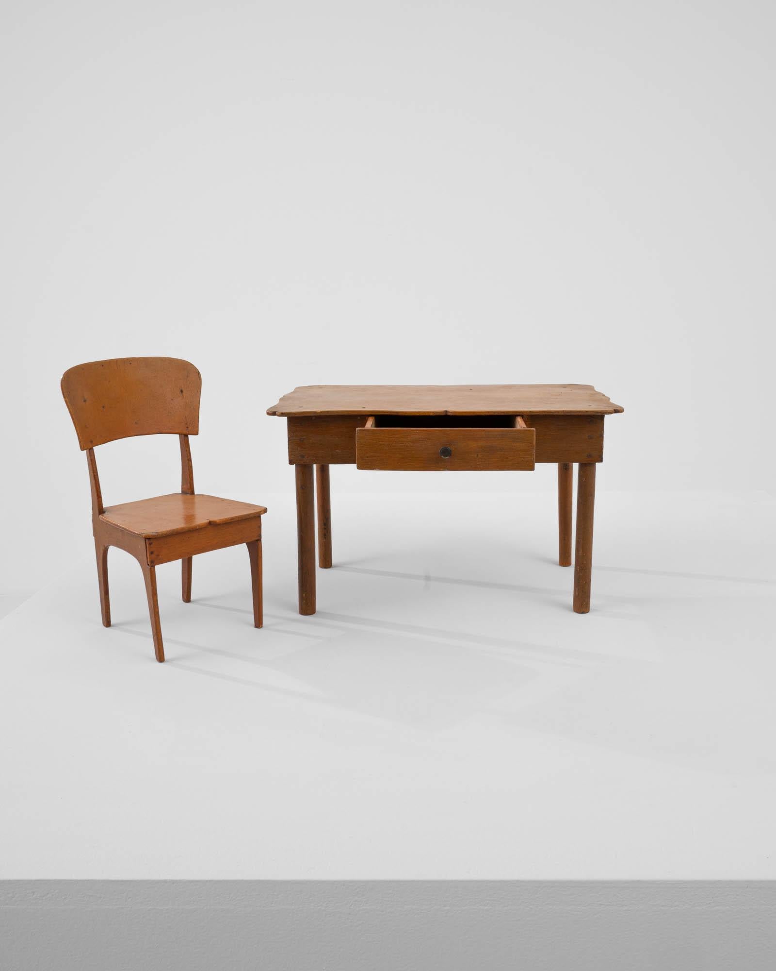 20th Century Antique Miniature Table and Chair For Sale