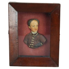 Antique Miniature Wax Portrait of Alexander Pope 18thC