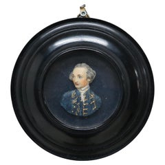 Antique Miniature Wax Portrait of Captain Cook 18thC
