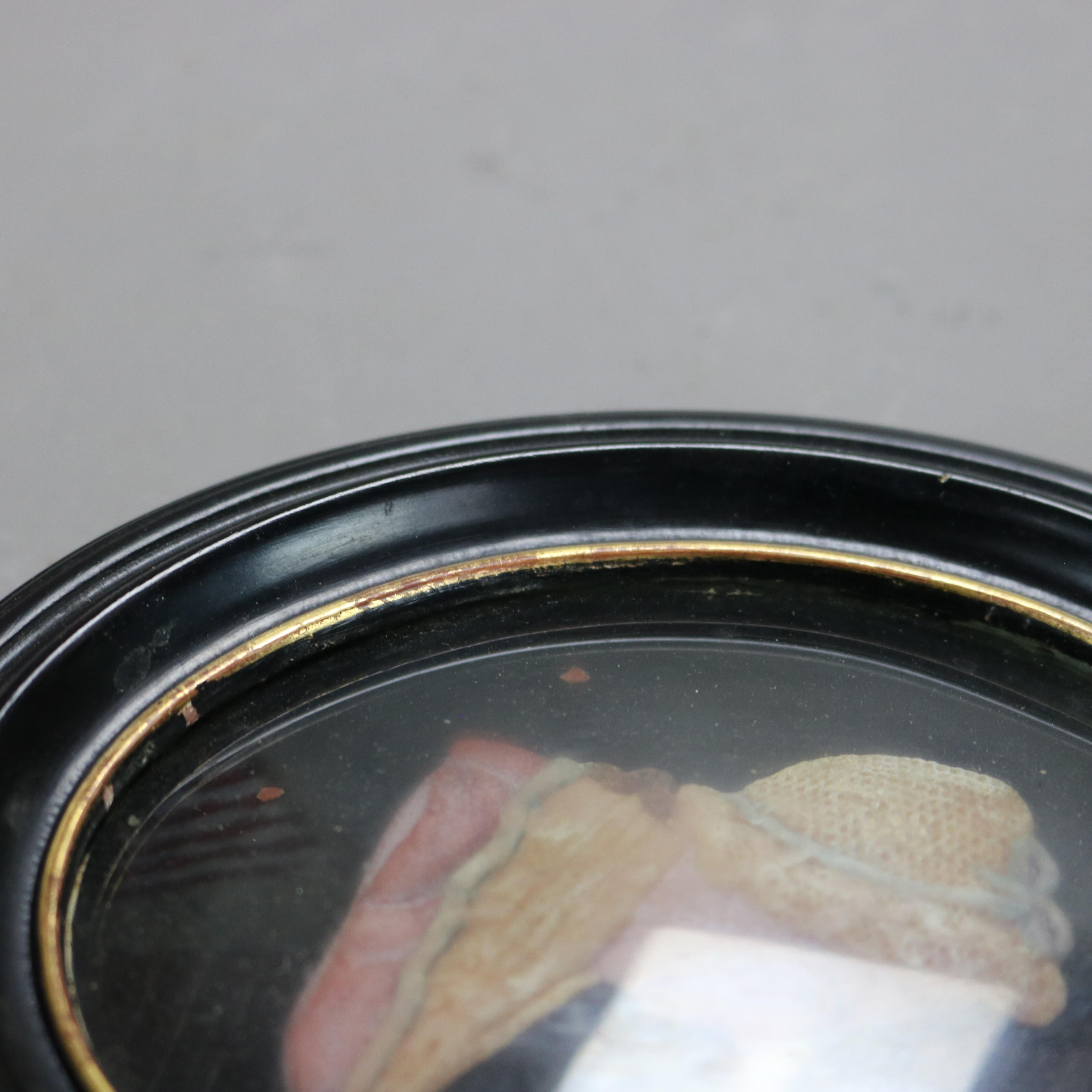 19th Century Antique Miniature Wax Portraits of President George & Martha Washington C1810