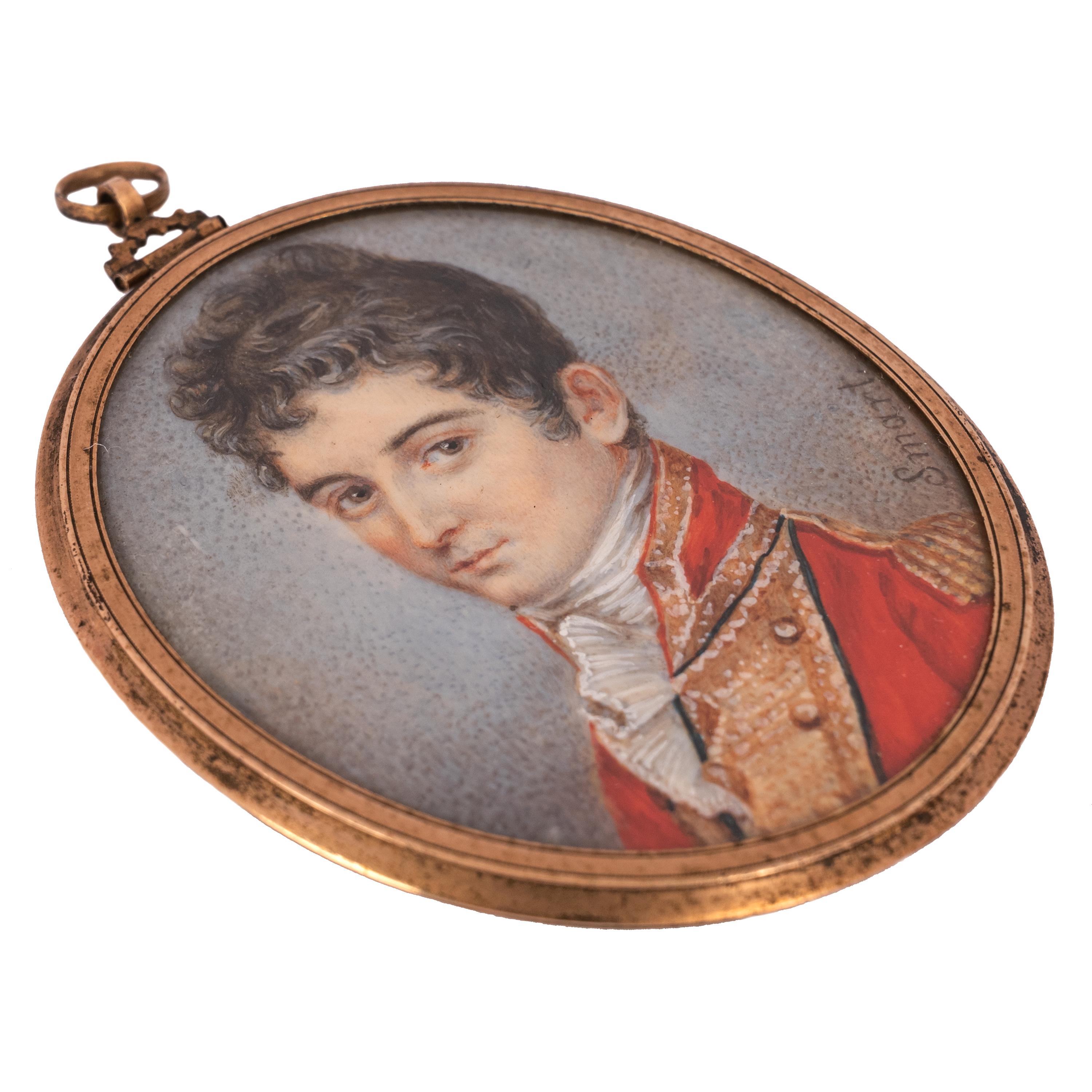 Antique Miniature Young Man Military Officer Portrait Painting John Smart, 1780 In Good Condition For Sale In Portland, OR