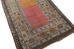 Antique Minimalist Field and Ornate Bordered Karabagh Runner 3'7''x7'9''